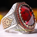 Ruby and Citrine Stone Beautiful 925 Sterling Silver Ottoman Mens Ring silverbazaaristanbul 