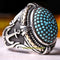 Sailor Anchor Design 925 Sterling Silver Turquoise Stone Mens Ring silverbazaaristanbul 
