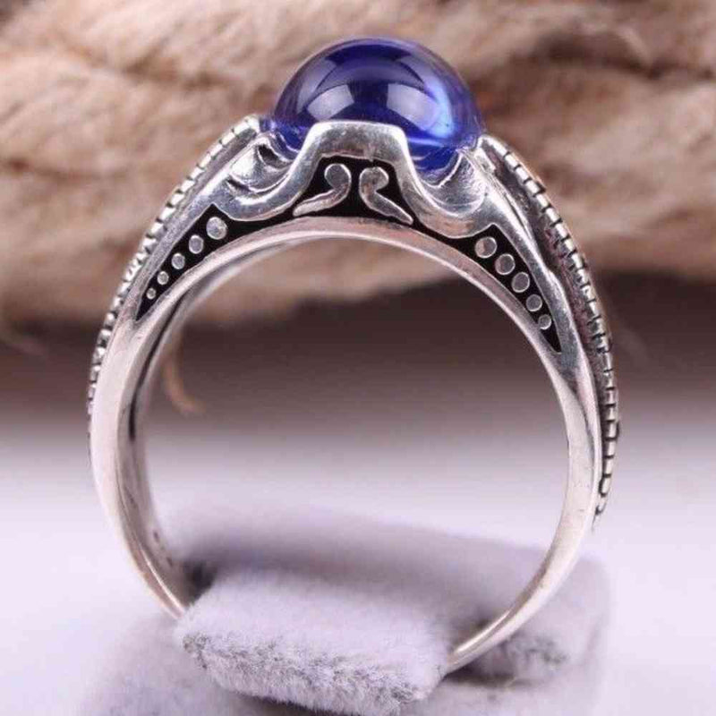 Sapphire Handmade 925 Sterling Silver Mens Man Ring silverbazaaristanbul 