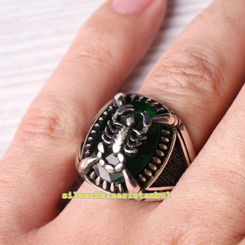 Copy of 925 Sterling Eagle Sapphire and Onyx Stone Mens Ring silverbazaaristanbul 