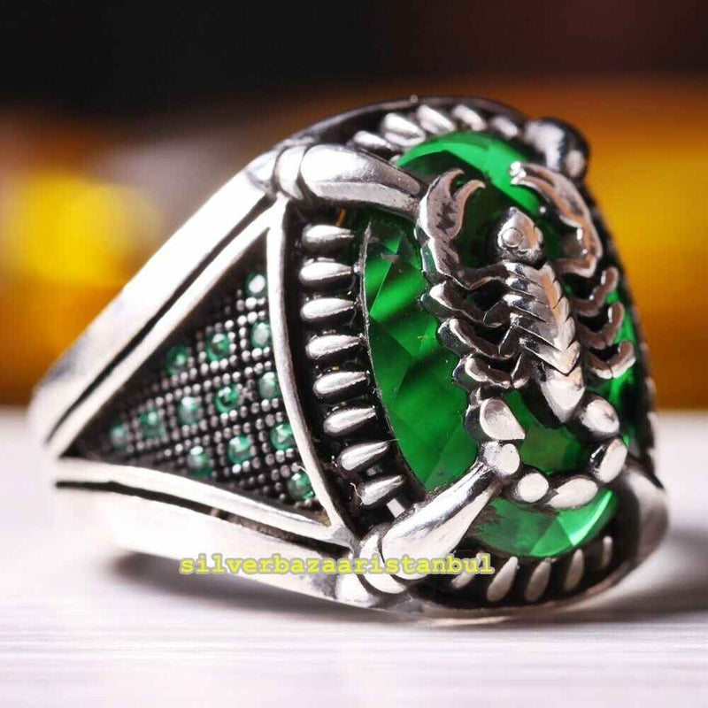 Copy of 925 Sterling Eagle Sapphire and Onyx Stone Mens Ring silverbazaaristanbul 
