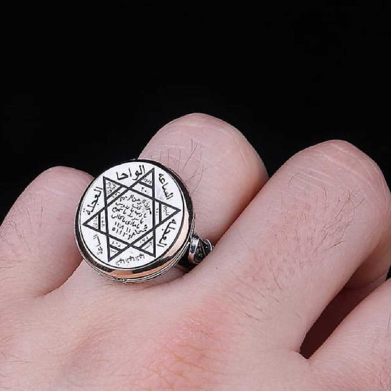 Seal of Solomon Islamic 925 Sterling Silver No Stone Mens Ring silverbazaaristanbul 