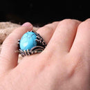 Simple Turquoise Stone Jewelry 925 Sterling Silver Men Ring silverbazaaristanbul 
