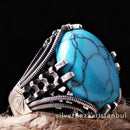 Simple Turquoise Stone Jewelry 925 Sterling Silver Men Ring silverbazaaristanbul 