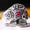 Skull Gothic Red Ruby Stone Handmade 925 Sterling Silver Mens Ring silverbazaaristanbul 