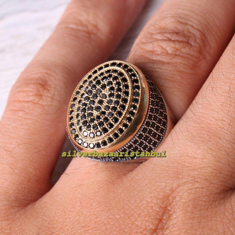 Small Micro Black Onyx Stones 925 Sterling Silver Mens Ring silverbazaaristanbul 
