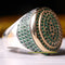 Small Micro Emerald Stones 925 Sterling Silver Mens Ring silverbazaaristanbul 