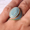 Small Micro Turquoise Stones 925 Sterling Silver Mens Ring silverbazaaristanbul 