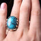 Solid Turquoise Stone Jewelry 925 Sterling Silver Mens Long Ring silverbazaaristanbul 
