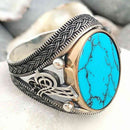 Solid Turquoise Stone Jewelry 925 Sterling Silver Mens Ring silverbazaaristanbul 