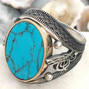 Solid Turquoise Stone Jewelry 925 Sterling Silver Mens Ring silverbazaaristanbul 