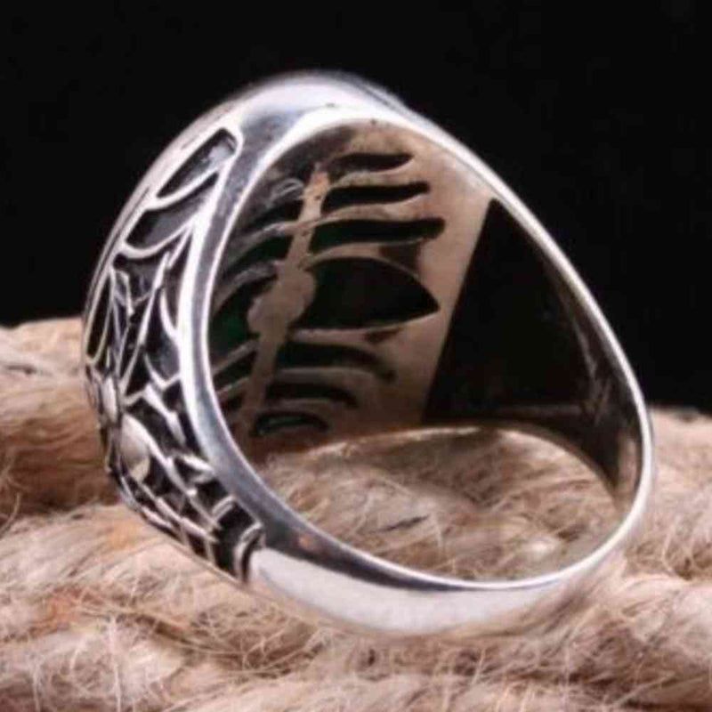 Spider Emerald Jewelry Handmade 925 Sterling Silver Mens Ring silverbazaaristanbul 
