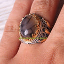 Striped Yemen Agate Aqeeq Stone 925 Sterling Silver Mens Ring silverbazaaristanbul 