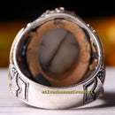 Striped Yemen Agate Aqeeq Stone 925 Sterling Silver Mens Ring silverbazaaristanbul 
