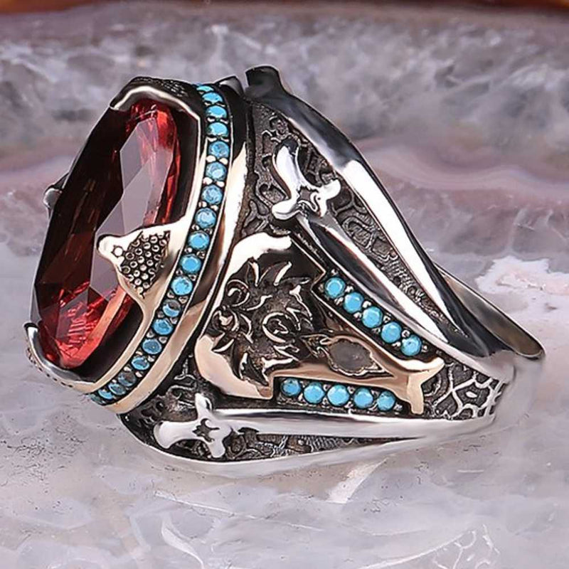 Sword Style Color Changing Zultanite 925 Sterling Silver Mens Ring silverbazaaristanbul 