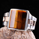 Tigers Eye Stone Jewelry Clock 925 Sterling Silver Men Ring silverbazaaristanbul 