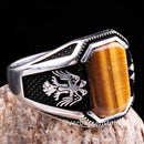 Tigers Eye Stone Jewelry Eagle 925 Sterling Silver Men Ring silverbazaaristanbul 
