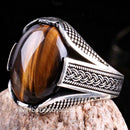 Tigers Eye Stone Jewelry Solid 925 Sterling Silver Men Ring silverbazaaristanbul 