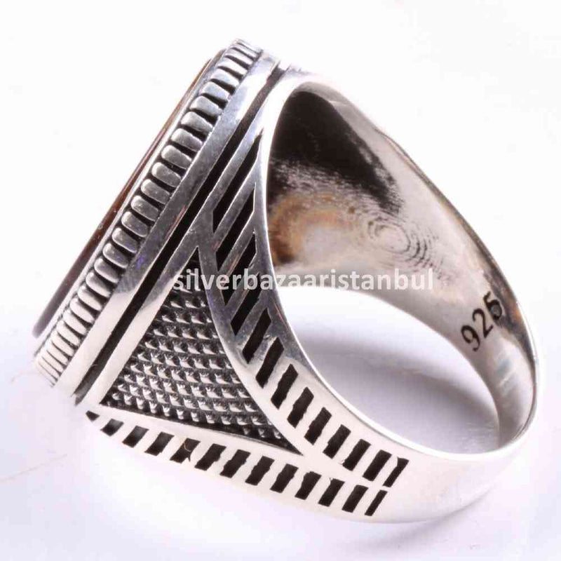 Tigers Eye Stone Jewelry Solid 925 Sterling Silver Men Ring silverbazaaristanbul 