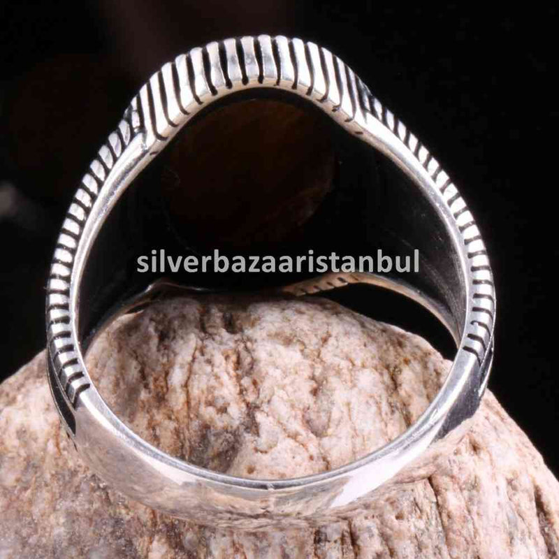 Tigers Eye Stone Jewelry Solid 925 Sterling Silver Men Ring silverbazaaristanbul 