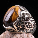 Tigers Eye Stone Jewelry Solid 925 Sterling Silver Men Ring silverbazaaristanbul 