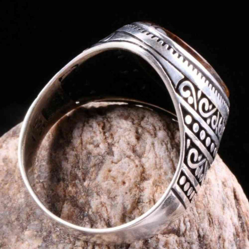 Tigers Eye Stone Jewelry Solid 925 Sterling Silver Men Ring silverbazaaristanbul 