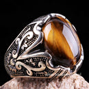 Tigers Eye Stone Jewelry Solid 925 Sterling Silver Men Ring silverbazaaristanbul 
