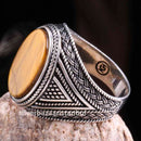 Tigers Eye Stone Jewelry Solid 925 Sterling Silver Men Ring silverbazaaristanbul 