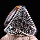 Tigers Eye Stone Jewelry Solid 925 Sterling Silver Men Ring silverbazaaristanbul 