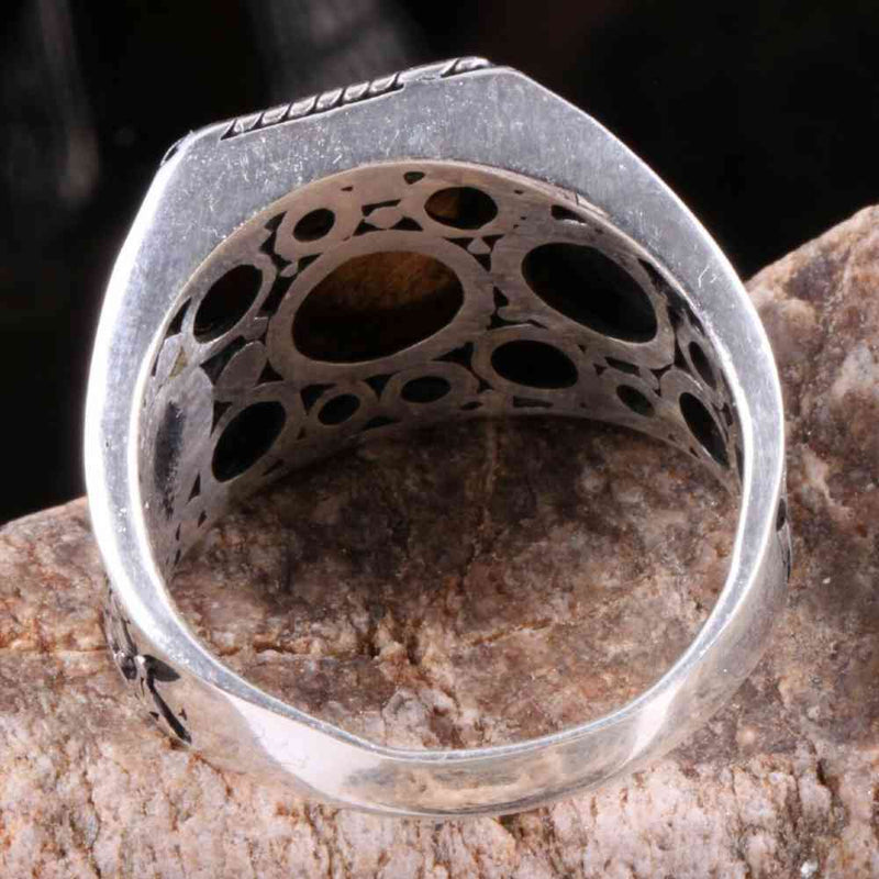 Tigers Eye Stone Jewelry Solid 925 Sterling Silver Men Ring silverbazaaristanbul 