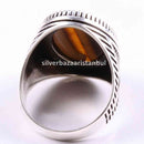 Tigers Eye Stone Jewelry Solid 925 Sterling Silver Men Ring silverbazaaristanbul 