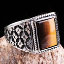 Tigers Eye Stone Jewelry Solid 925 Sterling Silver Men Ring silverbazaaristanbul 