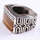 Tigers Eye Stone Jewelry Solid 925 Sterling Silver Men Ring silverbazaaristanbul 