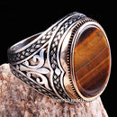 Tigers Eye Stone Jewelry Solid 925 Sterling Silver Men Ring silverbazaaristanbul 