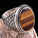 Tigers Eye Stone Jewelry Solid 925 Sterling Silver Men Ring silverbazaaristanbul 