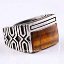 Tigers Eye Stone Jewelry Solid 925 Sterling Silver Men Ring silverbazaaristanbul 