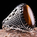 Tigers Eye Stone Turkish Handmade Solid 925 Sterling Silver Men Ring silverbazaaristanbul 