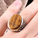 Tigers Eye Stone Turkish Handmade Solid 925 Sterling Silver Men Ring silverbazaaristanbul 