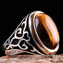 Tigers Eye Stone Turkish Handmade Solid 925 Sterling Silver Men Ring silverbazaaristanbul 