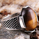 Tigers Eye Stone Turkish Handmade Solid 925 Sterling Silver Men Ring silverbazaaristanbul 