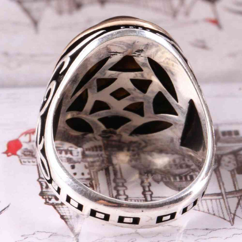 Tigers Eye Stone Turkish Handmade Solid 925 Sterling Silver Men Ring silverbazaaristanbul 