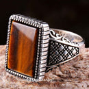 Tigers Eye Stone Turkish Handmade Solid 925 Sterling Silver Men Ring silverbazaaristanbul 