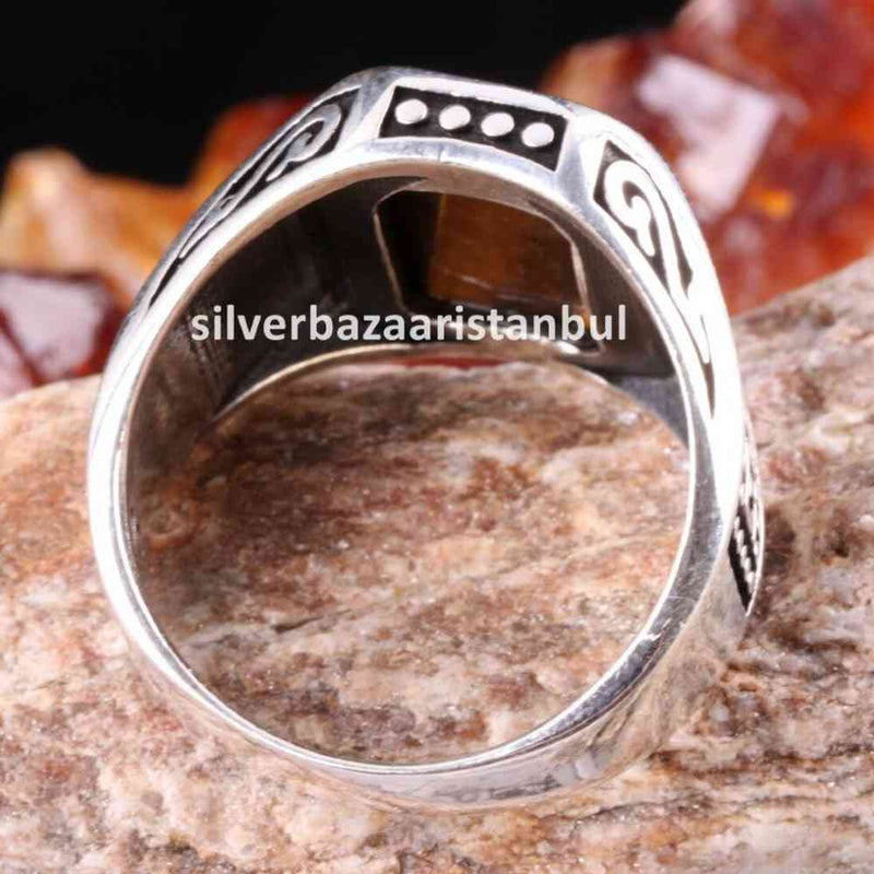 Tigers Eye Stone Turkish Handmade Solid 925 Sterling Silver Men Ring silverbazaaristanbul 