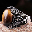 Tigers Eye Stone Turkish Handmade Solid 925 Sterling Silver Men Ring silverbazaaristanbul 