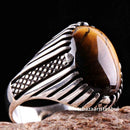 Tigers Eye Stone Turkish Handmade Solid 925 Sterling Silver Men Ring silverbazaaristanbul 