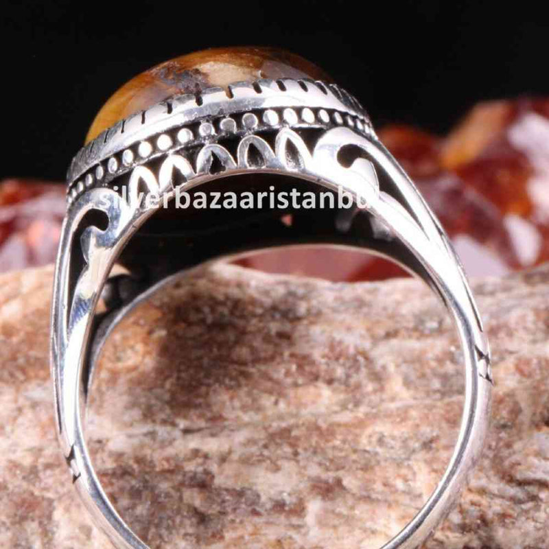 Tigers Eye Stone Turkish Handmade Solid 925 Sterling Silver Men Ring silverbazaaristanbul 