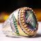 Tourmaline and Emerald Stone Turkish 925 Sterling Silver Mens Ring silverbazaaristanbul 