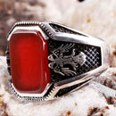 Turkish 925 Sterling Silver Eagle Agate Aqeeq Stone Mens Solid Ring silverbazaaristanbul 