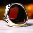 Turkish 925 Sterling Silver Elegant Agate Aqeeq Stone Mens Ring silverbazaaristanbul 
