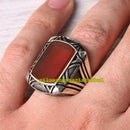 Turkish 925 Sterling Silver Elegant Agate Aqeeq Stone Mens Ring silverbazaaristanbul 